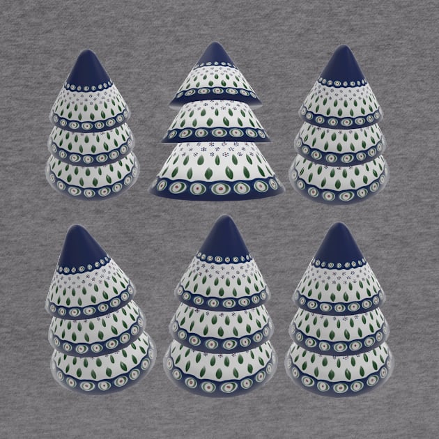 Boleslawiec pottery Christmas trees by MashaVed